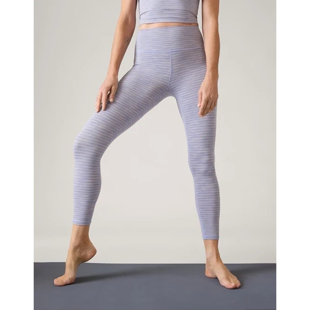 Athleta XS Transcend High Rise Textured 7/8 Nova Blue Stripe‎ Tight Legging NWOT